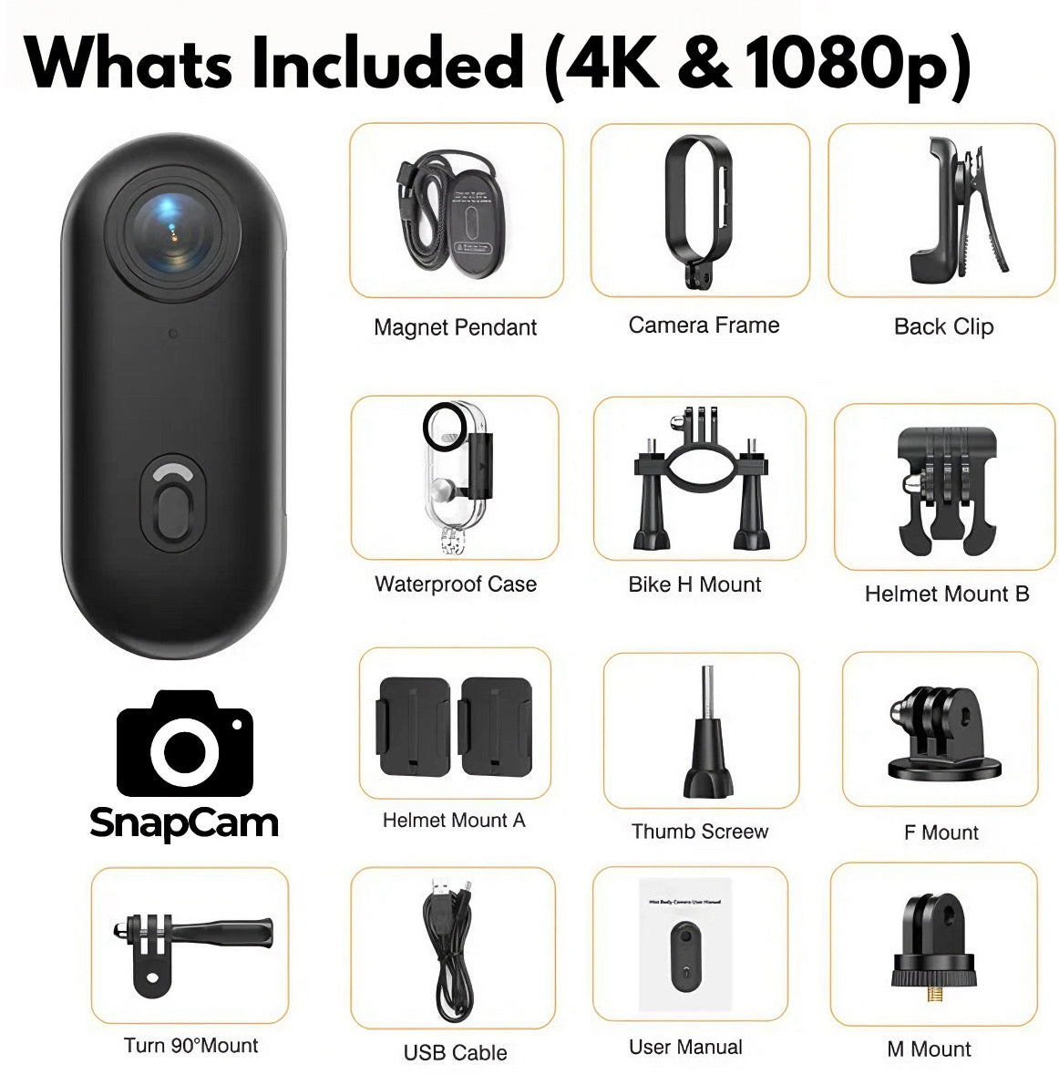 SnapCam™ - 4K Mini Sports Action Cam with WiFi Control