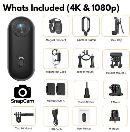 SnapCam™ - 4K Mini Sports Action Cam with WiFi Control