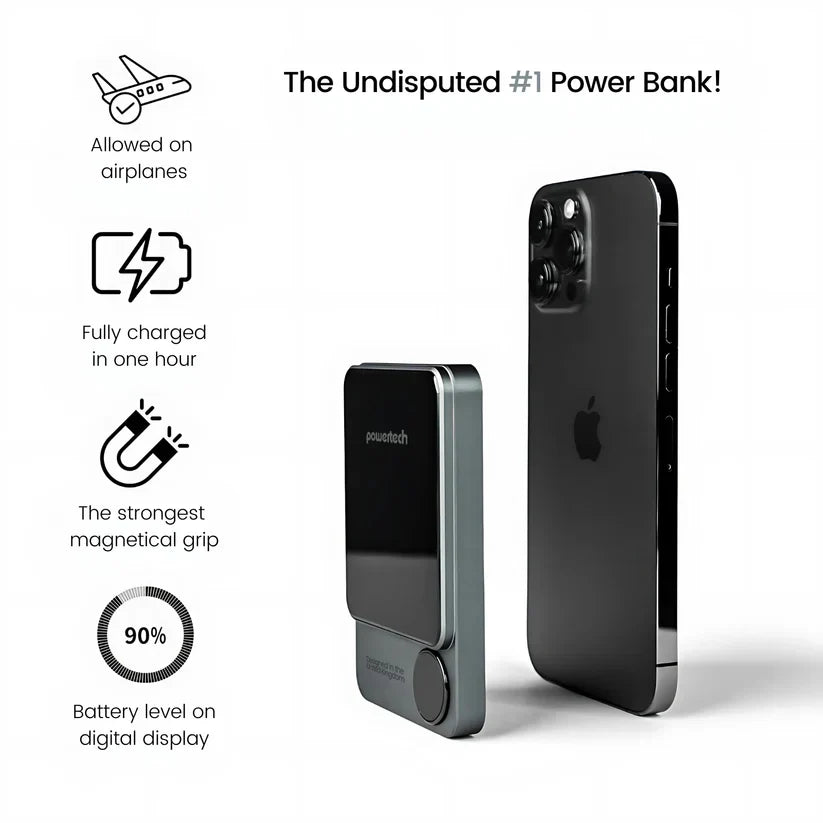 Powertech Qi2 Magnetic Wireless Power Bank with LED Display | IOS/Android