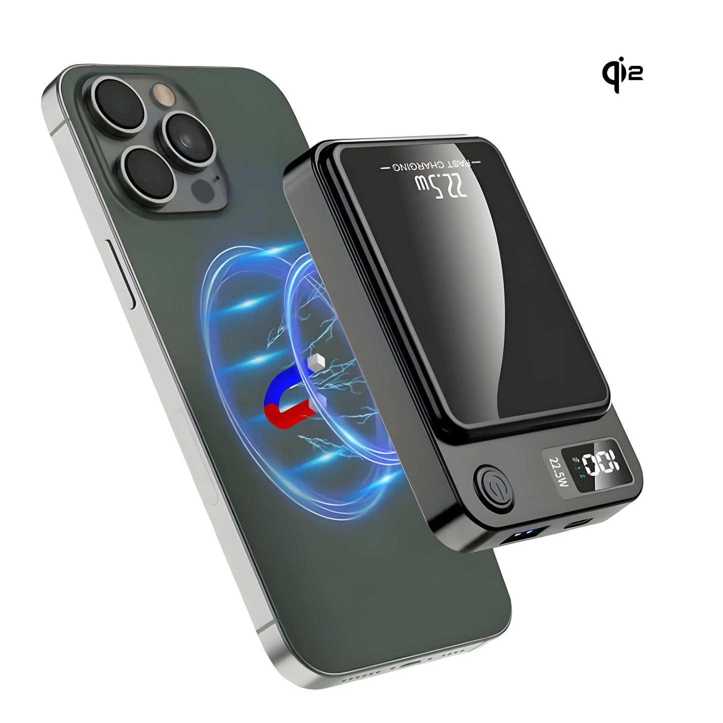 Powertech Qi2 Magnetic Wireless Power Bank with LED Display | IOS/Android